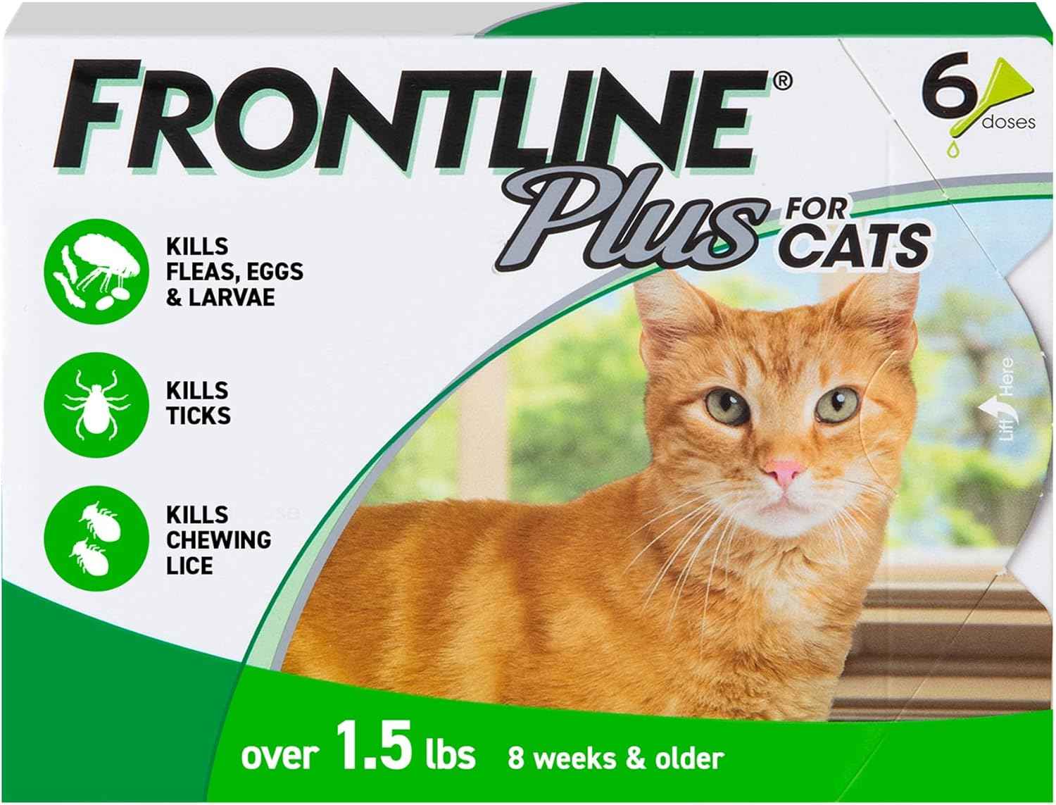FRONTLINE Plus Flea & Tick Spot Treatment for Cat & Kitten (Green) Count of 6