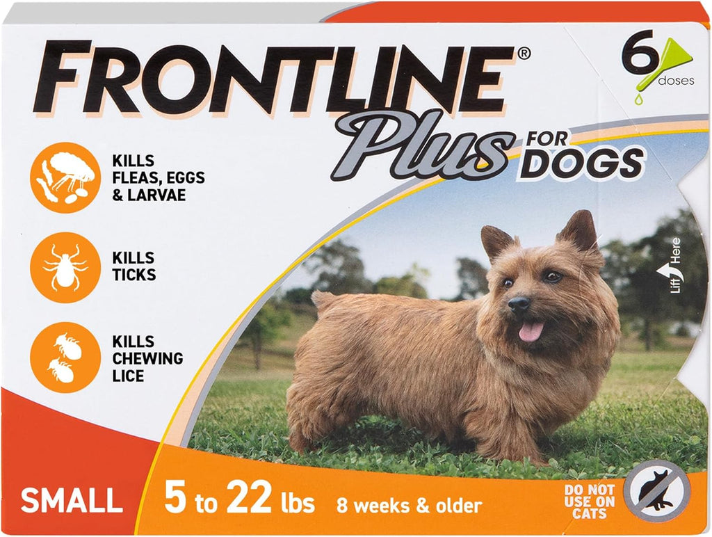 FRONTLINE Plus for Small Dogs Flea & Tick Spot Treatment (5-22 lbs) - Count of 6, Orange